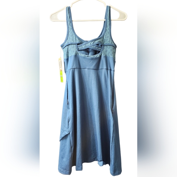 Title Nine Womens X-Small Connnelly Blue Keyhole Tank Dress Zip Pockets NWT - Picture 2 of 4